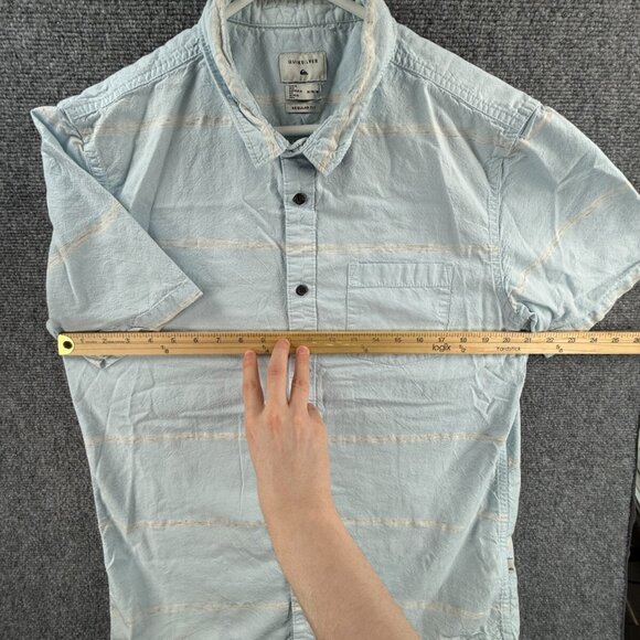 Quiksilver Button Up Shirt Short Sleeve Men Surf Blue Striped Medium Beach ** - Picture 5 of 16